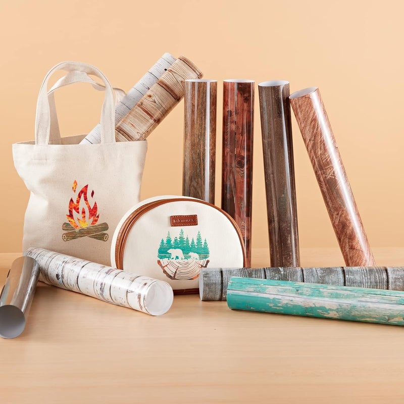 Tintnut Wood Pattern HTV Vinyl - 10 Sheets 12 X 10 Inches Brown Wood Heat Transfer Vinyl White Wooden Planks Iron on Vinyl Vintage HTV for t-Shirts DIY Compatible with Cricut or Silhoutte Cameo - Image 4